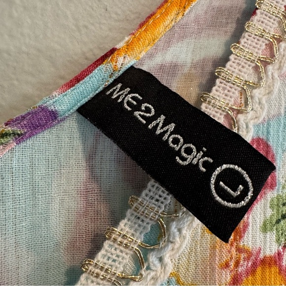 Me 2 Magic Floral Maxi Tiered Sundress V Neck Smocked Boho L - Picture 9 of 10